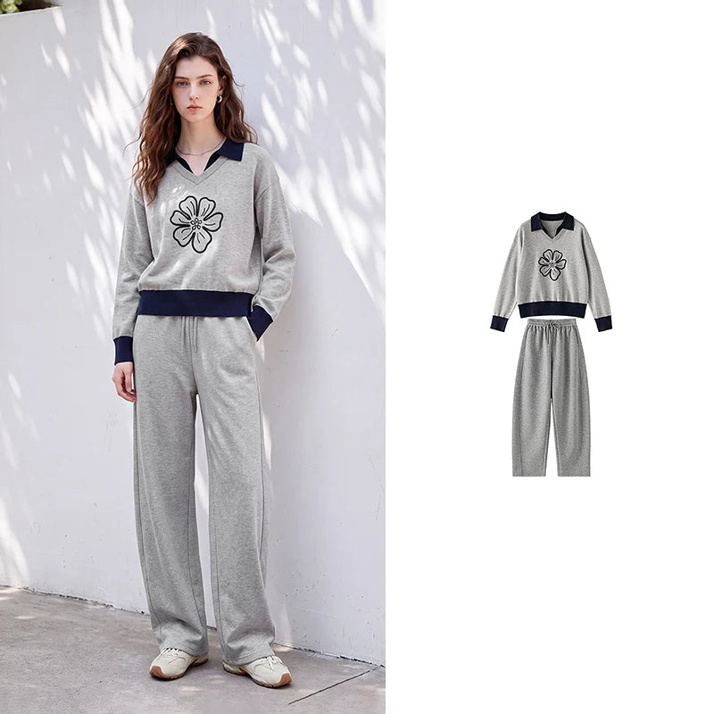 Floral Polo Sweater and Pants Set