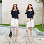 Contrast-Collar Short-Sleeve Polo