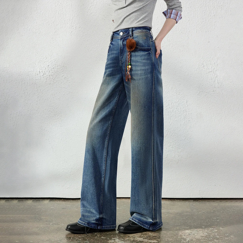 Washed Wide-Leg Jeans