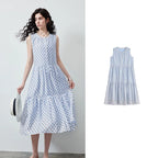 Polka-Dot Sleeveless Tiered Dress