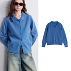 Button-Front Collared Cardigan