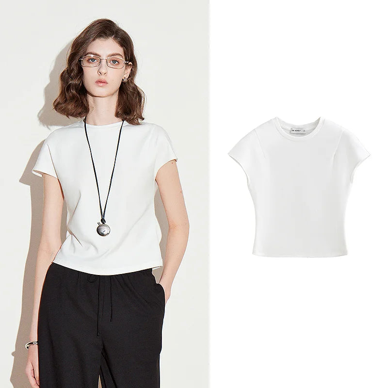 Cap-Sleeve Crewneck Tee