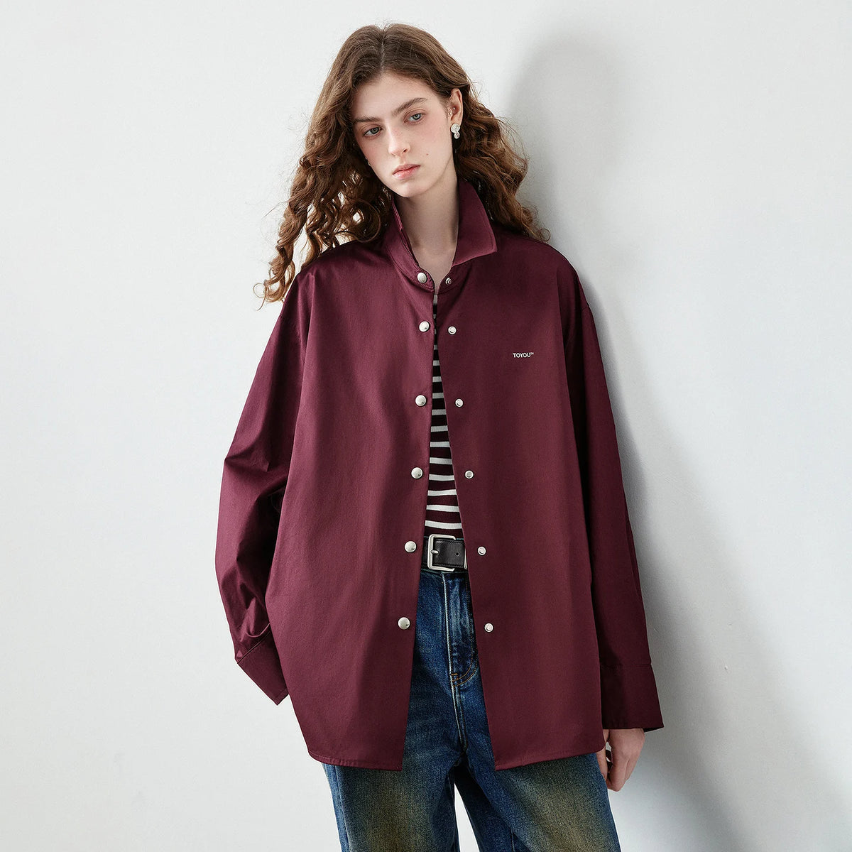 Relaxed Long-Sleeve Button-Front Shirt