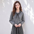 Cardigan and Plaid Skirt Set