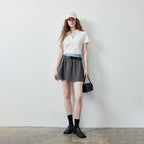 Layered-Waistband Flared Mini Skirt