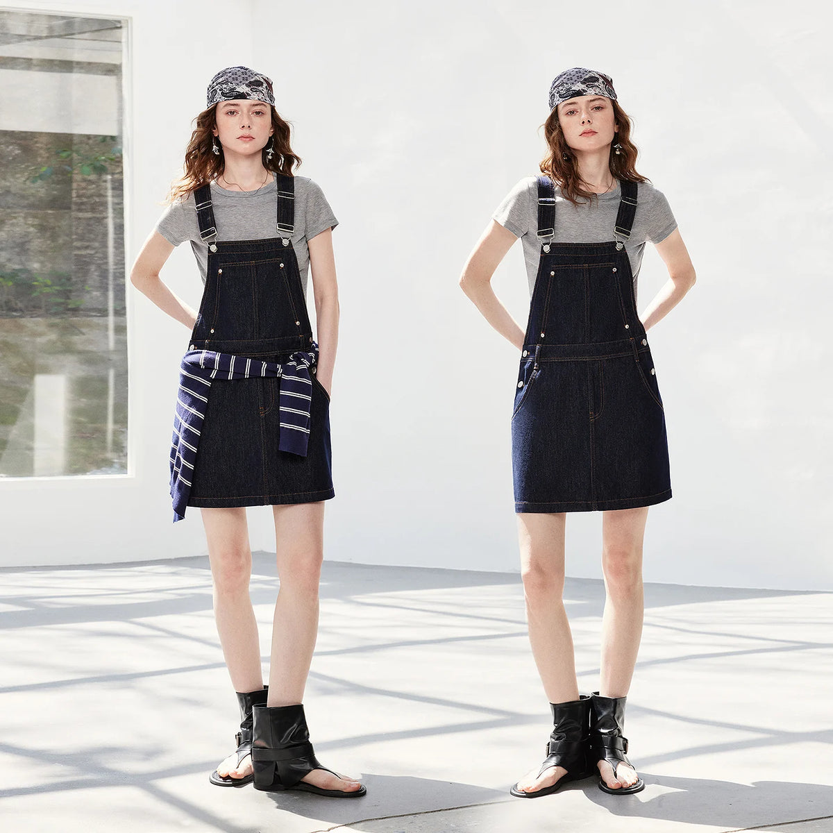 Denim Pinafore Mini Dress