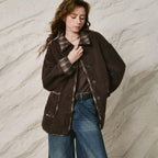 Plaid-Trim Textured Jacket