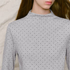 Polka-Dot Mock-Neck Top