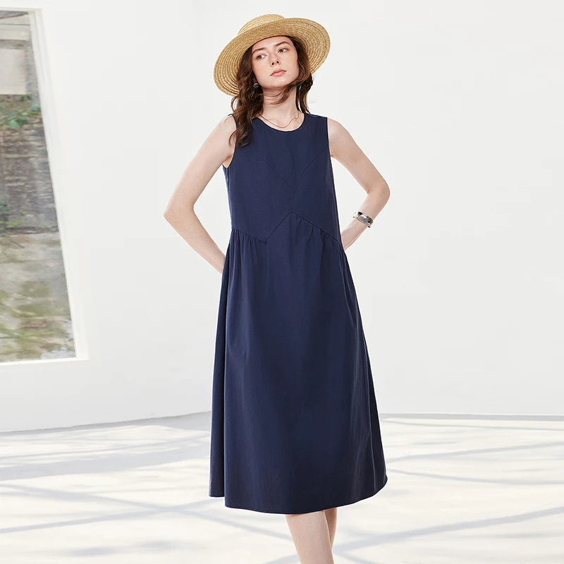 Sleeveless Angled-Waist Midi Dress