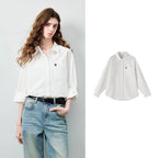 Heart-Detail Button-Up Shirt