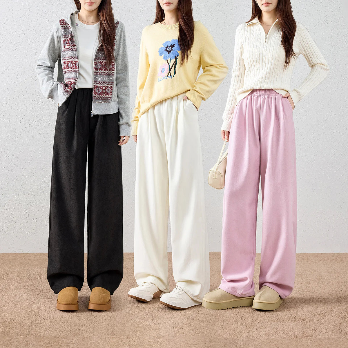 Elastic-Waist Straight-Leg Pants