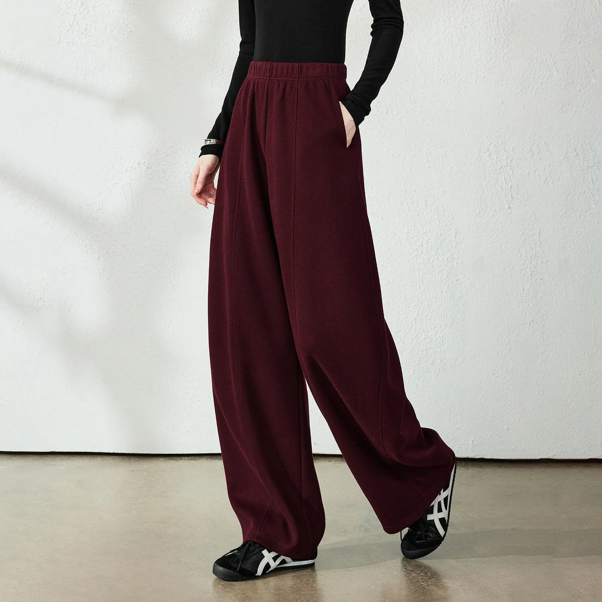 Draped Curved-Leg Pants
