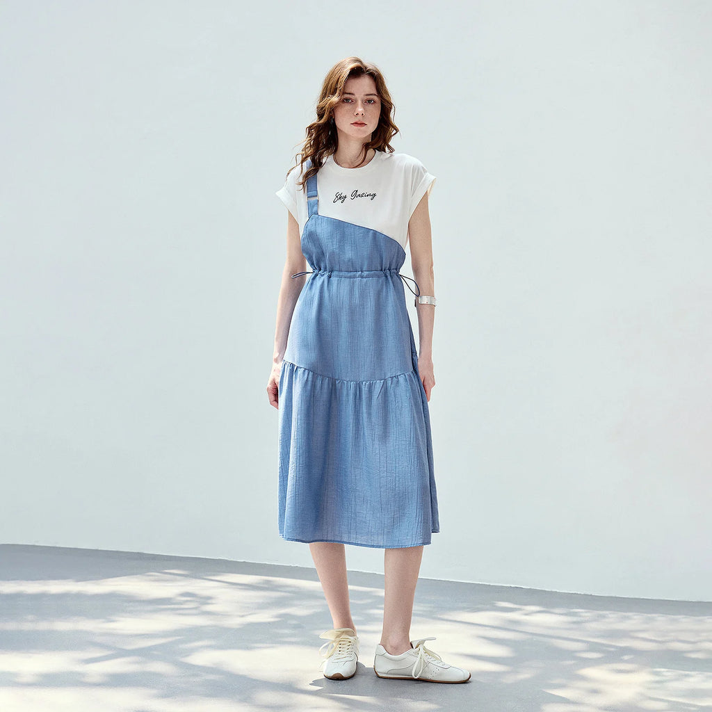 Layered-Look Tiered Midi Dress