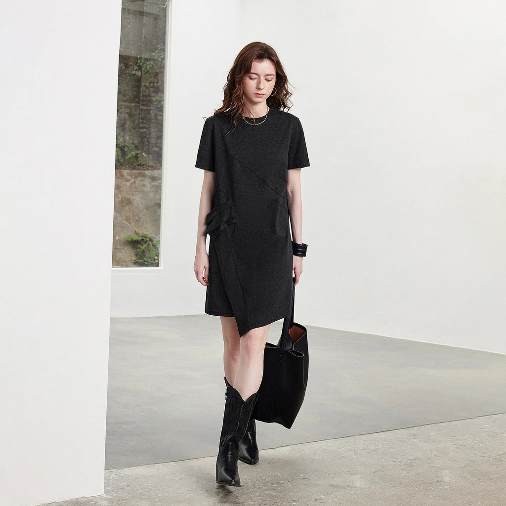 Asymmetric-Hem T-Shirt Dress