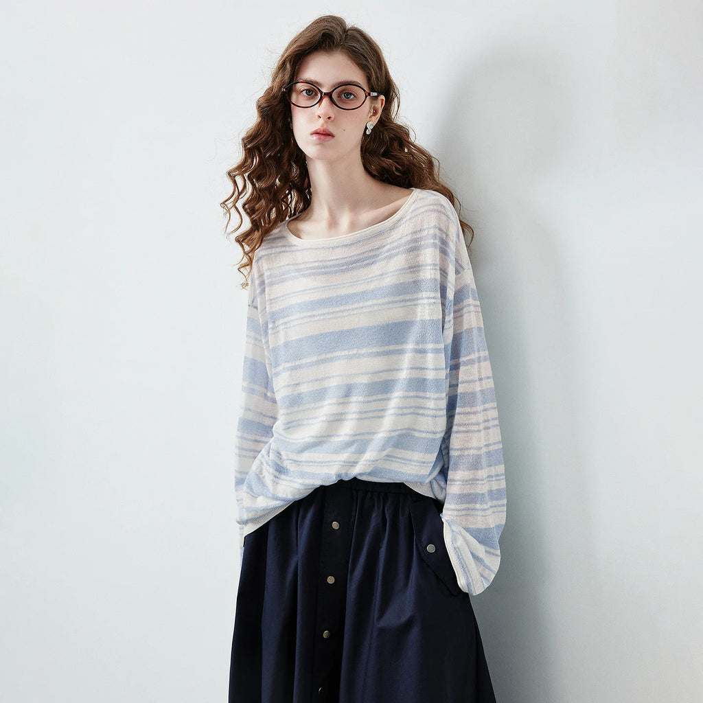 Striped Long-Sleeve Knit Top