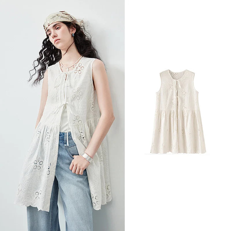 Tie-Front Sleeveless Tunic