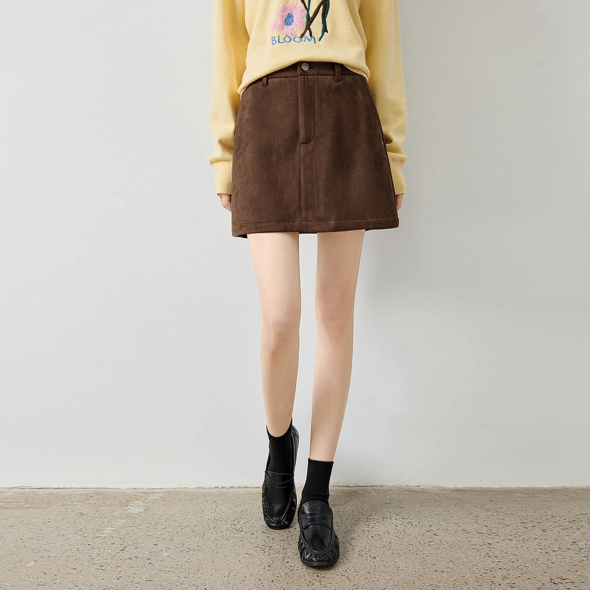 Seamed A-Line Mini Skirt