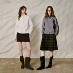Contrast-Button Stand-Collar Cardigan