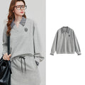 Contrast-Collar Layered-Look Sweatshirt