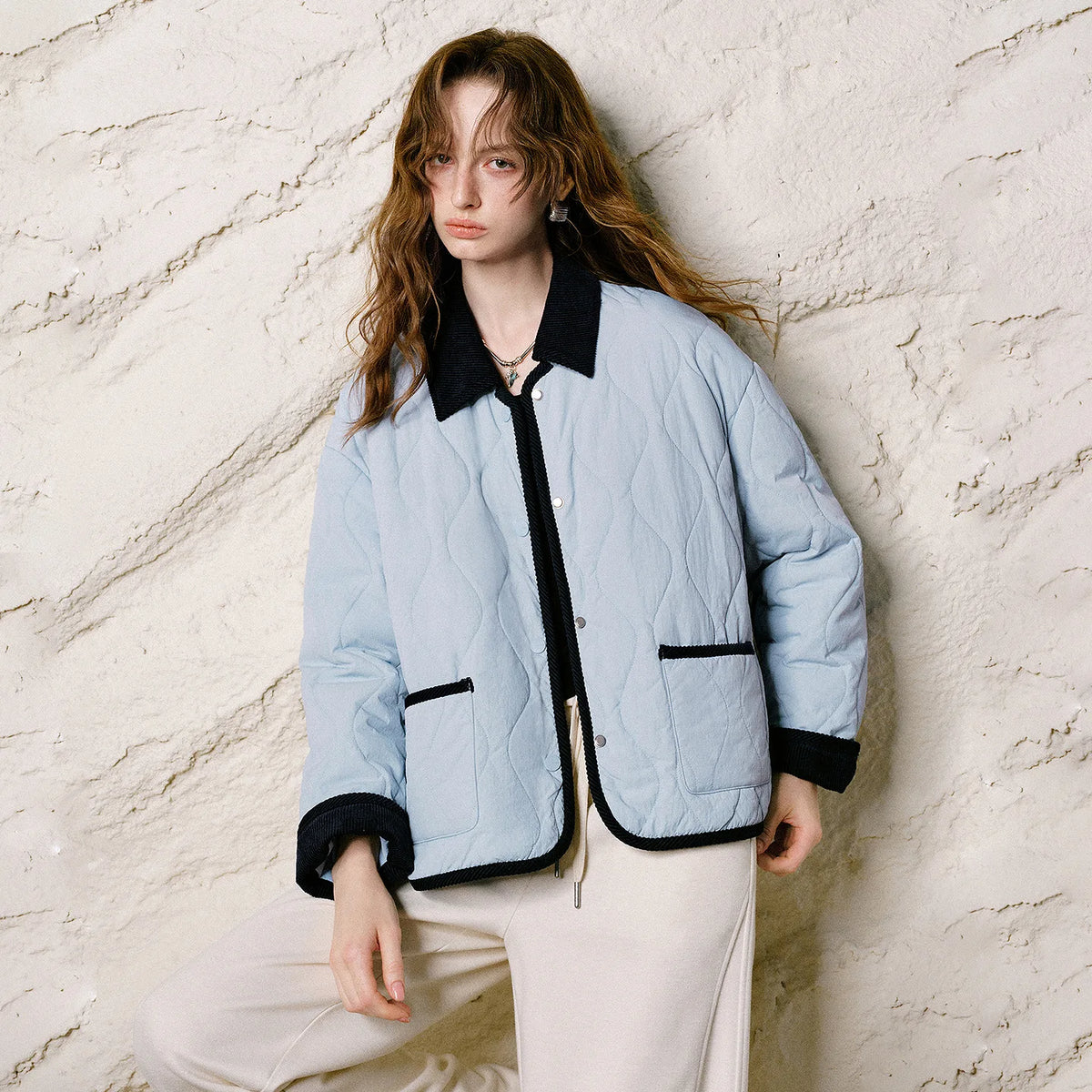 Quilted Contrast-Trim Jacket