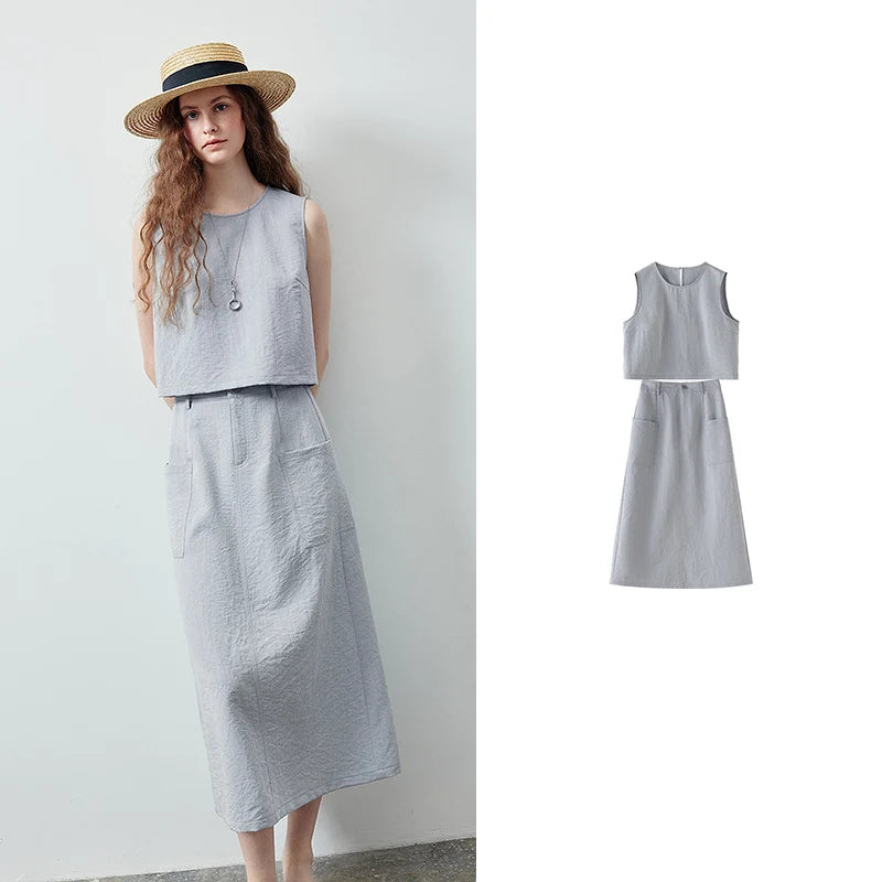 Sleeveless Top and Midi Skirt Set
