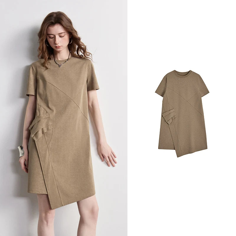 Asymmetric-Hem T-Shirt Dress