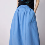 Elastic-Waist Bubble Midi Skirt
