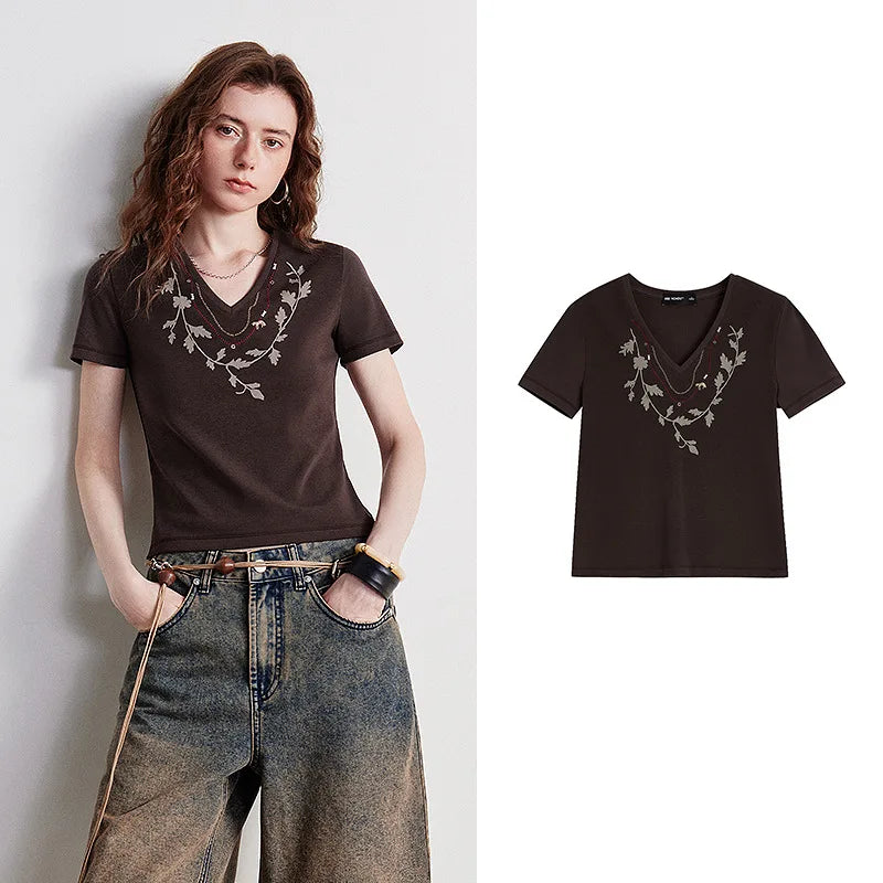 Floral V-Neck Short-Sleeve Tee