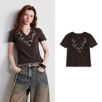 Floral V-Neck Short-Sleeve Tee