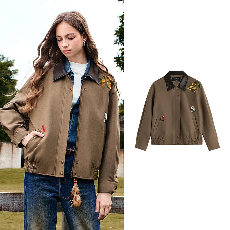 Floral-Motif Zip Jacket