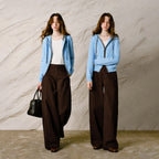 Contrast-Drawstring Hooded Cardigan