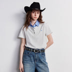 Layered-Collar Short-Sleeve Polo