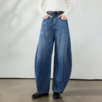 Curved-Seam Barrel-Leg Jeans