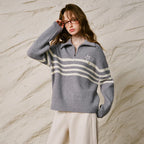 Striped Half-Zip Sweater