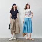 Gathered-Waist Midi Skirt