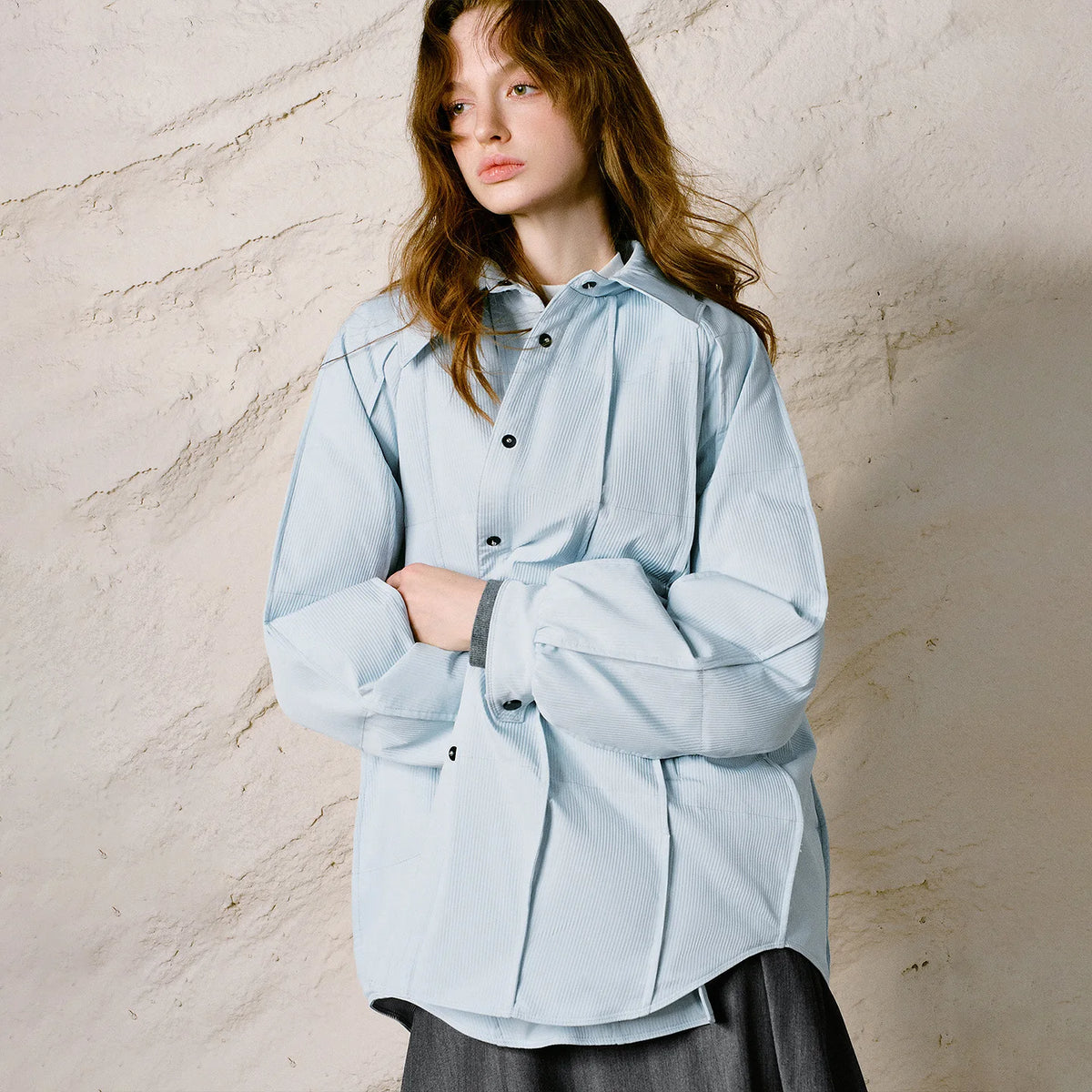 Wave-Quilted Shirt Jacket