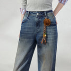 Washed Wide-Leg Jeans