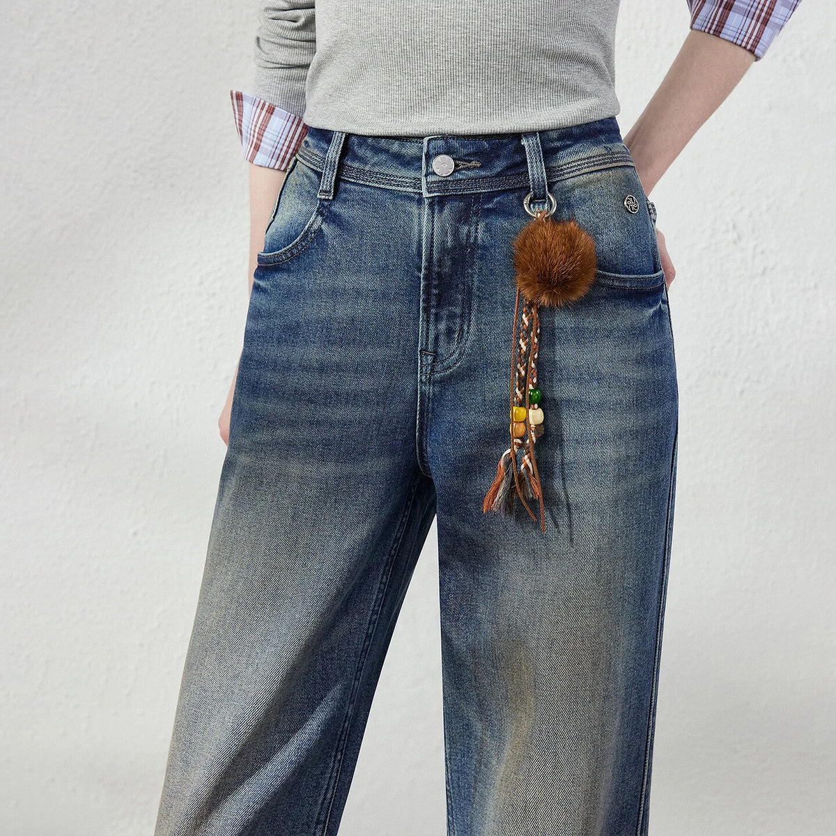 Washed Wide-Leg Jeans