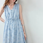 Textured V-Neck Tiered Midi Dress