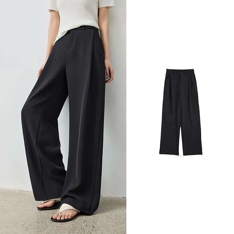 Pleated Wide-Leg Tailored Pants