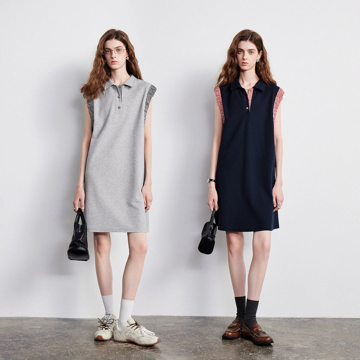 Ruffle-Trim Sleeveless Polo Dress