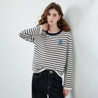 Striped Graphic Long-Sleeve Knit Top