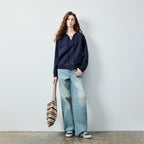 Layered-Look Tie-Neck Sweatshirt