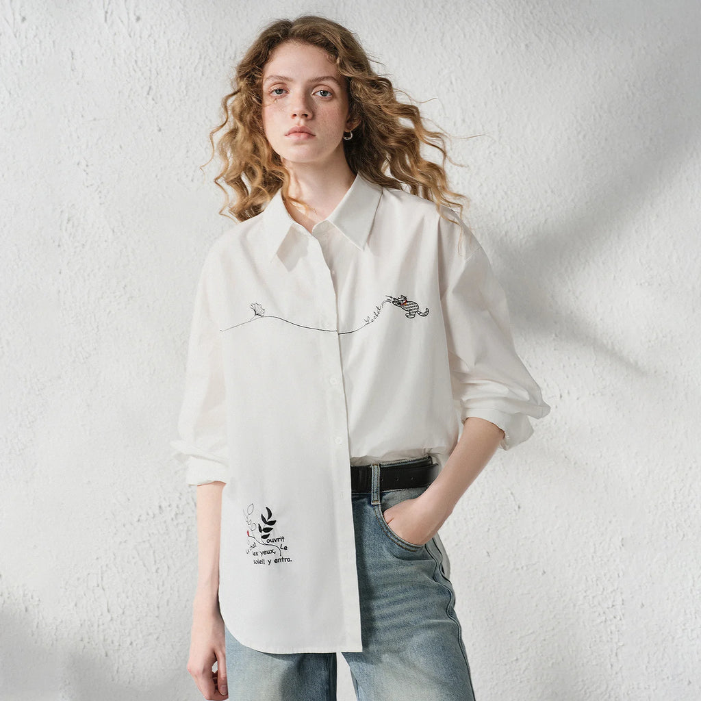 Graphic Long-Sleeve Button-Up Shirt