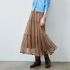 Tiered Sheer Midi Skirt