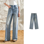 Straight-Leg Washed Jeans
