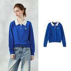 Contrast-Collar Knit Polo