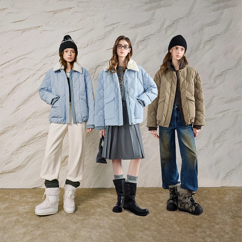 Shaggy-Collar Quilted Jacket