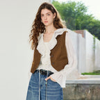 Ruffle-Neck Tie-Front Blouse