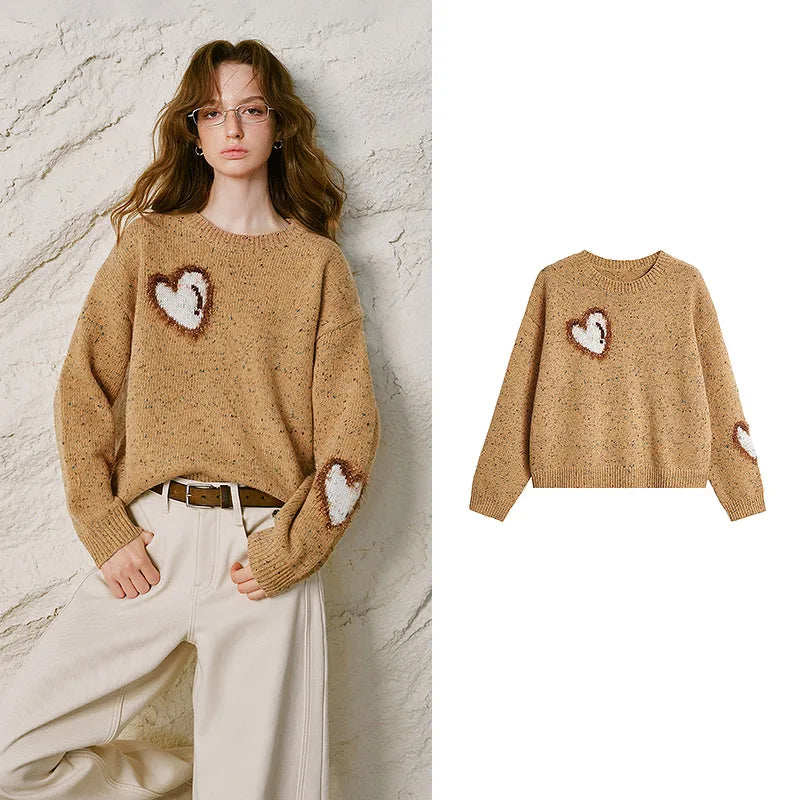 Heart-Motif Crewneck Sweater